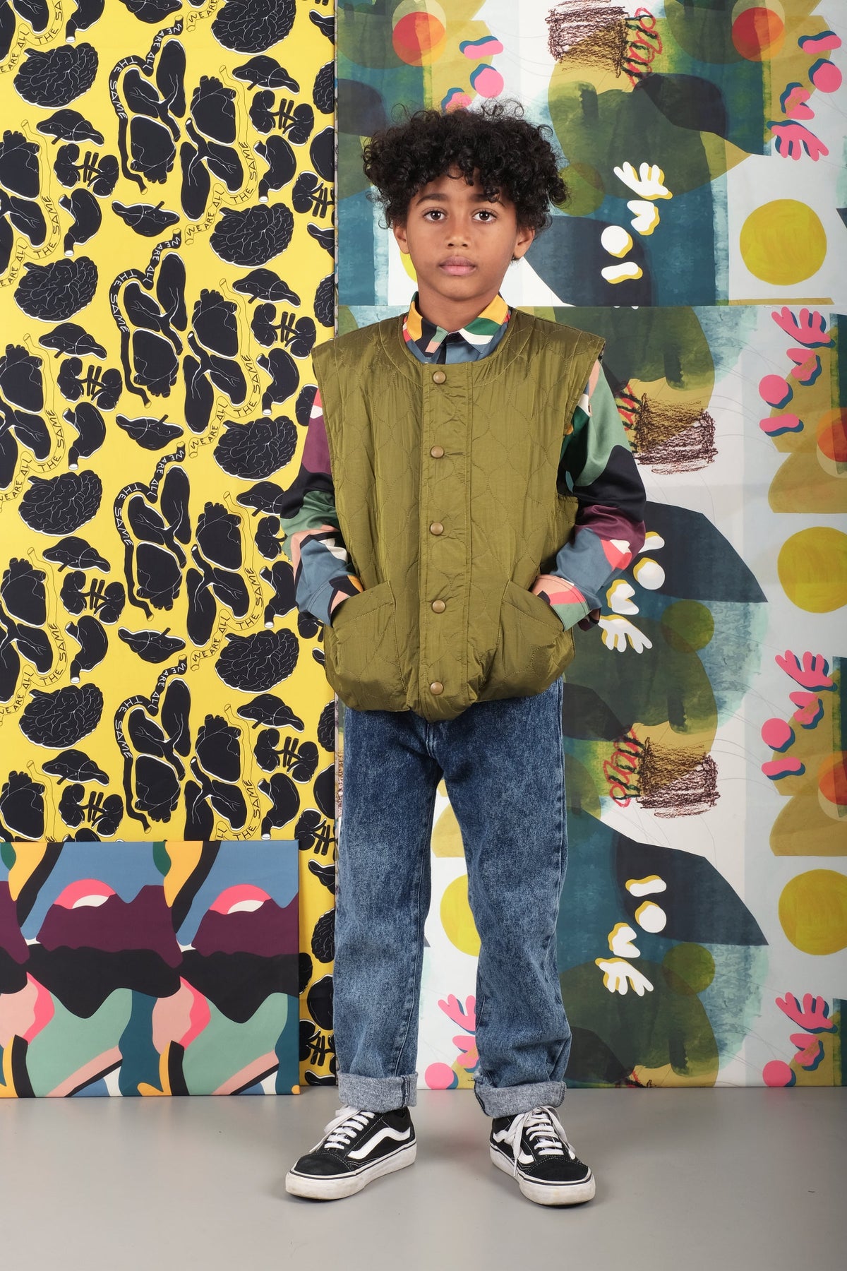 VEST Antero Green Padded Flowers